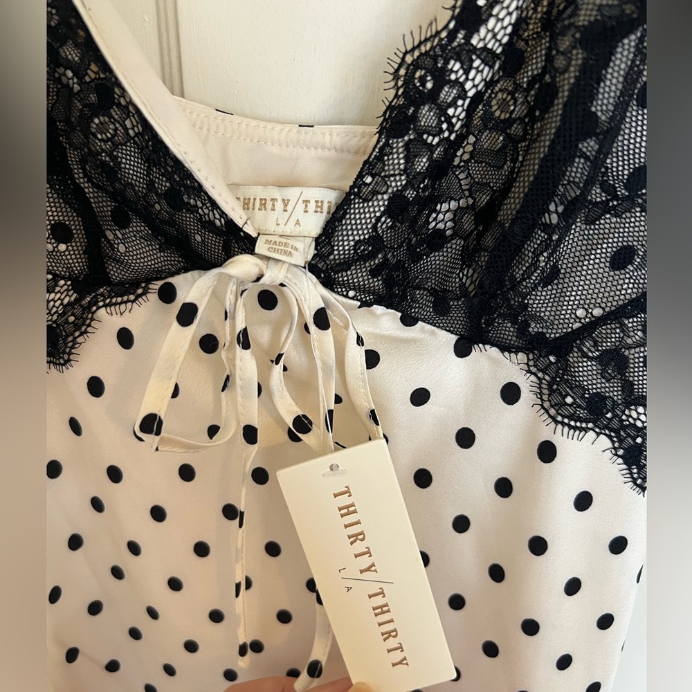 NWT Thirty Thirty Polka Dot Lace Maxi Dress - Picture 3 of 4